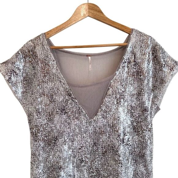 Free People Midnight Dreamer Shattered Glass Silver and Cream Mini Dress Size S - Picture 6 of 10
